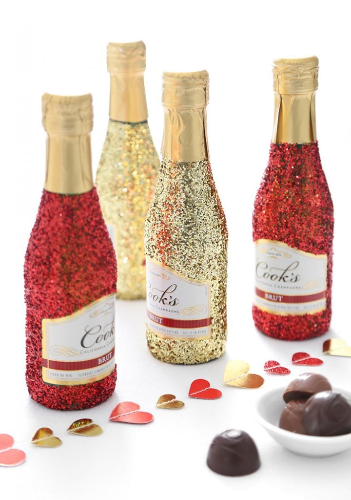 DIY Glitter Wine Bottles