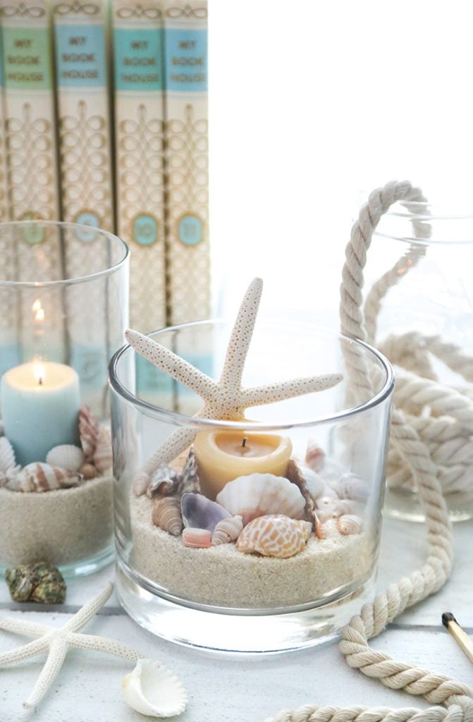 Easy Coastal Themed Candle Holders