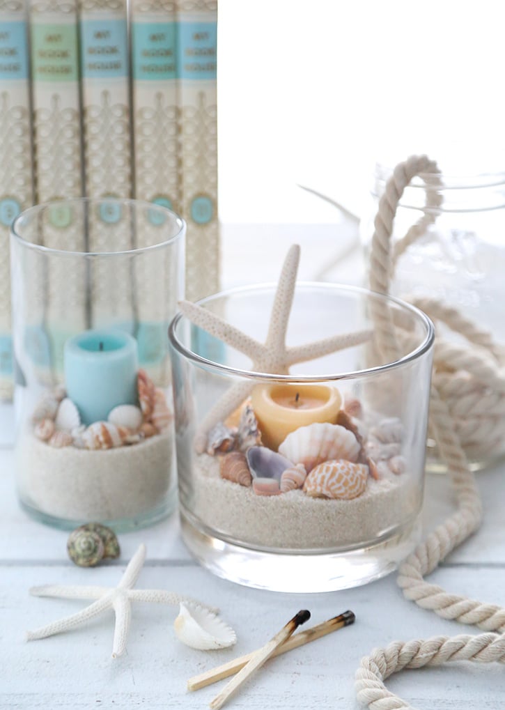 Easy Coastal Themed Candle Holders