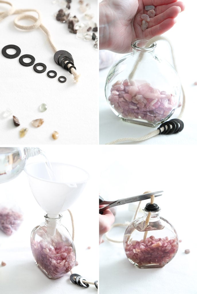 DIY Semi Precious Stone Oil Lamps