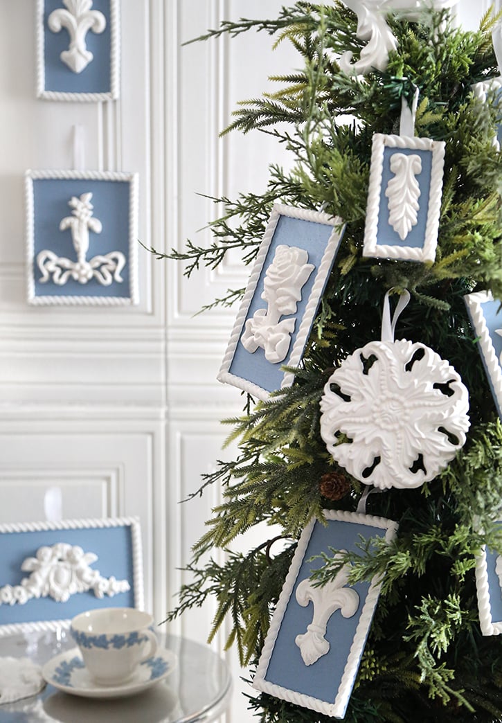 DIY Wedgwood Inspired Christmas Tree Ornaments Confetti Fix