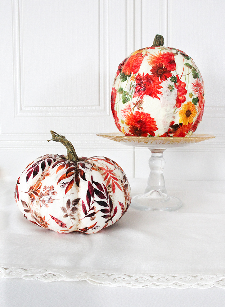 Paper Napkin Decoupage Pumpkins