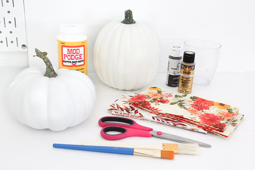 Pumpkin Napkin Decoupage on Glass Bottle